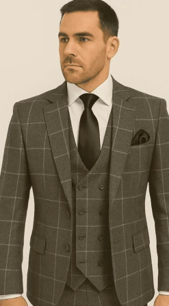 Rossi Man RM1742 – Max Collection Stylish Slim Fit Men’s Suit In Brown -Alberto Nardoni Shop ROSSI MAN SLIM FIT 3 PIECE SUIT MAX RM1742