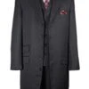 "Zoot Suit Men's Long Fashion Vested Tonal Pinstripe In Black"