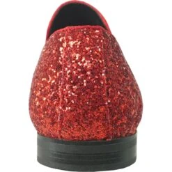 Mens Modern Glitter Sequin Prom Tuxedo Buckle Loafer In Red -Alberto Nardoni Shop Red89