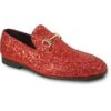 Mens Modern Glitter Sequin Prom Tuxedo Buckle Loafer In Red