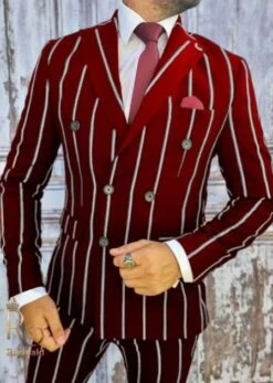 Mafia Outfit - Mobster Outfit - Italian Costume Burgundy Pinstripe Suit