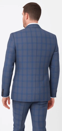 Rossi Man MAX RM1823 Slim Fit 3-Piece Blue Plaid Suit – Tailored For Weddings & Business -Alberto Nardoni Shop Rossi Man Slim Fit 3 Piece Suit Max Tailored Suit