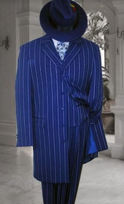 Royal Blue Pinstripe Zoot Suit - 1920's Suit - Gangster Suit 1 Royal Blue Pinstripe Zoot Suit - 1920's Suit - Gangster Suit