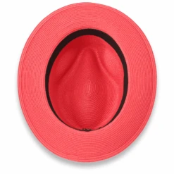 Tapa Crushable Straw Hat Fedora In Ruby -Alberto Nardoni Shop Ruby.3