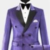 Men Light Purple DB44 Velvet Double Breasted Tuxedo