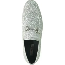 Mens Modern Glitter Sequin Prom Tuxedo Buckle Loafer In Silver Grey -Alberto Nardoni Shop SILVER GREY0