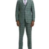 Stacy Adams - Hybrid Fit Plaid 3 Piece Green Suit