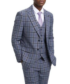 Stacy Adams - Hybrid Fit Plaid 3 Piece Grey Suit -Alberto Nardoni Shop SM166H1 06 3 73580
