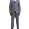 Stacy Adams - 3 Piece Suit Glen Plaid Hybrid Fit Notch Lapel In Grey With Adjustable Waistband