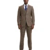 Stacy Adams - 3 Piece Suit Glen Plaid Hybrid Fit Notch Lapel In Brown With Adjustable Waistband