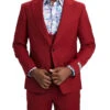 Stacy Adams - Cherry Red 3 Piece Hybrid Fit Suit With Expandable Waist Band