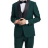Stacy Adams - Green 3 Piece Hybrid Fit Tuxedo Satin Shawl Lapel