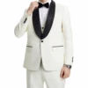 Stacy Adams - Ivory 3 Piece Hybrid Fit Tuxedo Satin Shawl Lapel