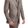 Gray 3 Piece Modern Fit Suit 2 Button V-Neck Vest