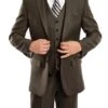 Charcoal Brown 3 Piece Modern Fit Suit 2 Button V-Neck Vest
