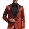Rust Men's Slim Fit Satin Tuxedo Jacket For Prom 2025 & Wedding
