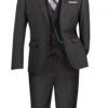 Slim Fit Men's Suit 3 Piece 2 Button In Black