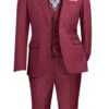 Slim Fit Business Men's Suit 3 Piece 2 Button In Burgundy