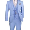 Slim Fit Business Men's Suit 3 Piece 2 Button In Light Blue