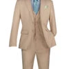 Slim Fit Business Men's Suit 3 Piece 2 Button In Stone