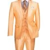 Slim Fit 3 Piece Satin Suit In Melon