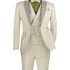 Slim Fit Tuxedo 3 Piece With Matching Bow Tie In Ecru
