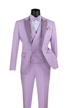 Slim Fit Tuxedo 3 Piece With Matching Bow Tie In Lavender