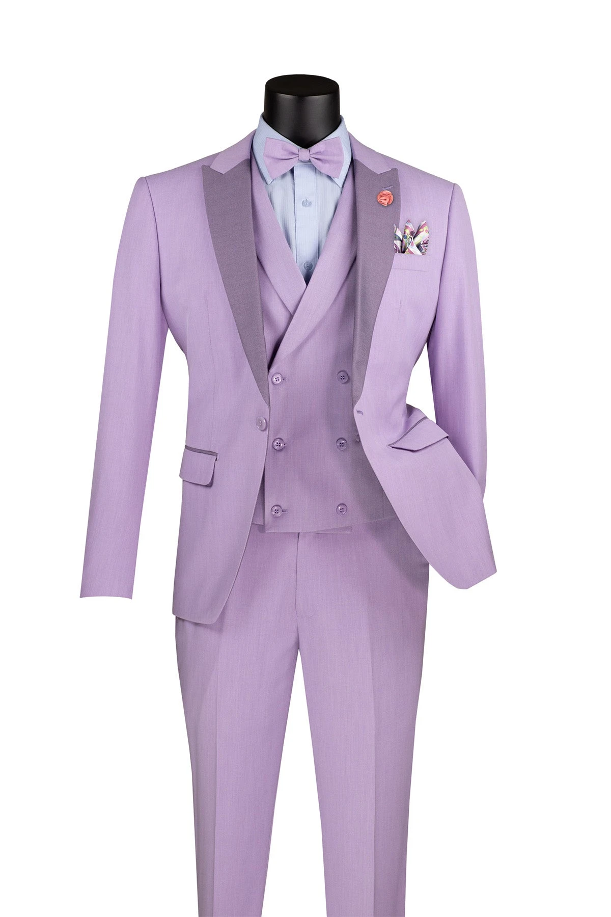 Slim Fit Tuxedo 3 Piece With Matching Bow Tie In Lavender 1 Slim Fit Tuxedo 3 Piece With Matching Bow Tie In Lavender