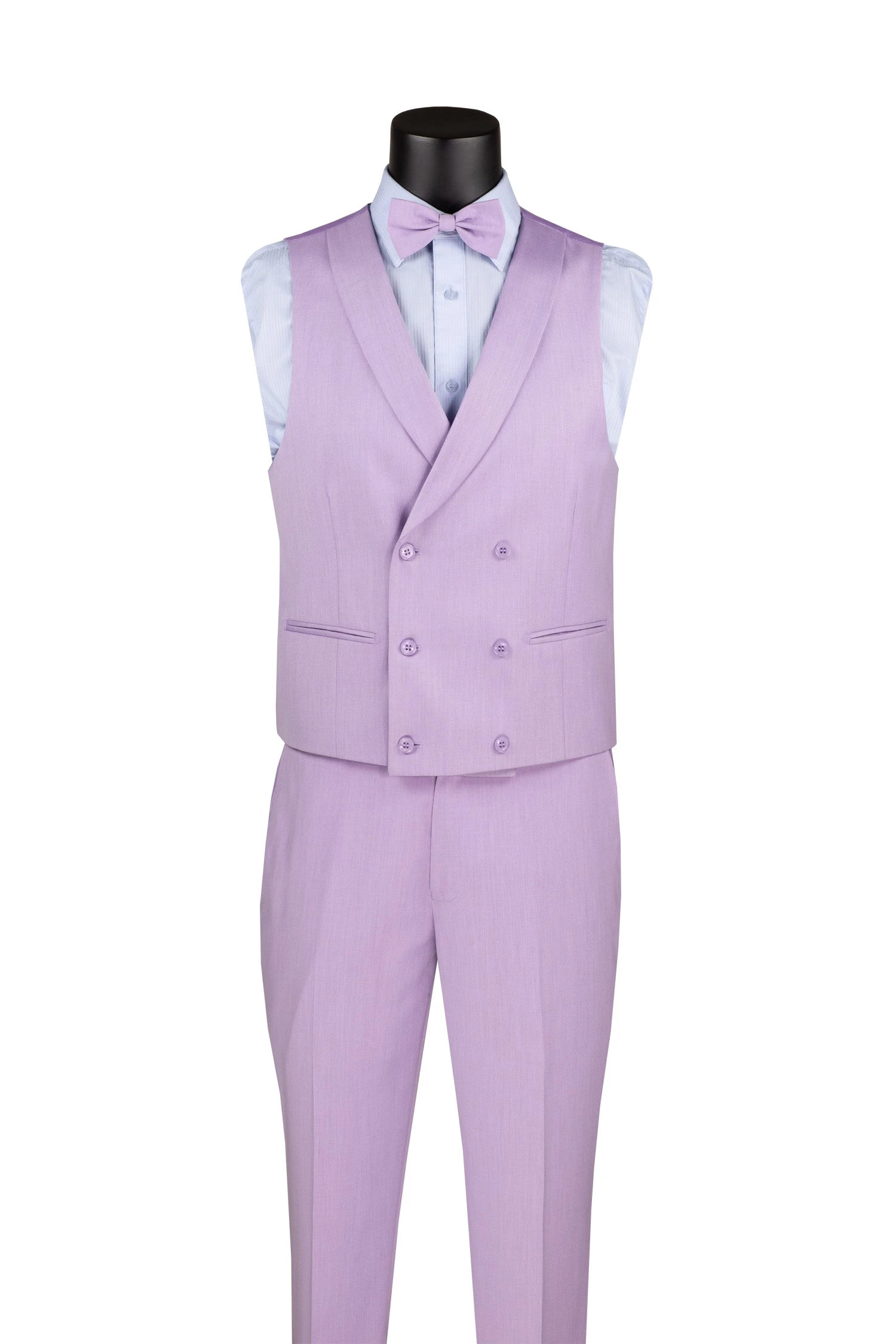 Slim Fit Tuxedo 3 Piece With Matching Bow Tie In Lavender 2 Slim Fit Tuxedo 3 Piece With Matching Bow Tie In Lavender - Image 2