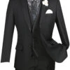 Leonardo Collection - Slim Fit Tuxedo 2 Buttons 3 Piece Suit Black