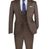 Slim Fit 3 Piece Stretch Fabric Suit In Brown