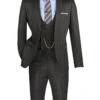 Slim Fit 3 Piece Stretch Fabric Suit In Black