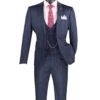 Slim Fit 3 Piece Stretch Fabric Suit In Navy