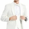 Mens One Button Vested Solid Shawl Collar Wedding And Prom Tuxedo In Ivory