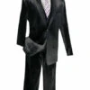 Men's Side Vents 3 Piece Black Velvet Suit Vested Suits