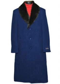 Mens Overcoat -Mens Long Wool Topcoats- Topcoat For Men-Men's Dress Coat Navy Blue