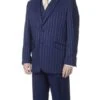 Men's Dark Navy Blue Suit For Men 3 Piece Polyester Peak Lapel Striped Vest Suit