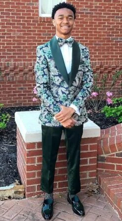 Mens One Button Vested Paisley Shawl Lapel Prom Tuxedo In Hunter Green -Alberto Nardoni Shop Skinny Fit Pants Green