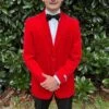 Mens Red Velvet Slim Fit Fashion Jacket