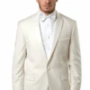 Men's Slim Fit One Button Satin Trim Peak Lapel Prom & Wedding Tuxedo In Ivory