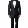 Men's Slim Fit One Button Satin Trim Peak Lapel Prom & Wedding Tuxedo In Charcoal Grey