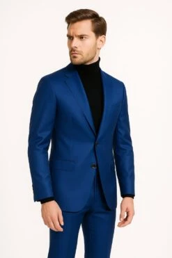 Men's Royal Blue Shiny Satin Suit – 2-Piece Slim Fit Tuxedo With Peak Lapel -Alberto Nardoni Shop SlimFit d7776441 9249 4aa8 99fe 61c7174b4664