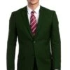 Men's Vested Two Button Notch Lapel Modern Fit Solid Color Wedding Suit In Hunter Green