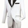 Men's Prom Tuxedo 2 Piece Fancy Lapel In White 2 Button Design