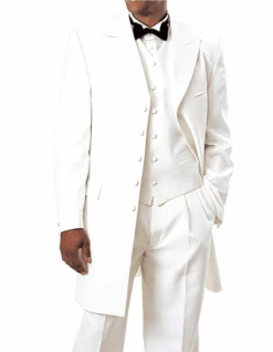 Mens Pimp Suit -Gangster Suit - Mobster Suit - Mafia Suit For Mens Long Tuxedo Zoot Suit In Ivory