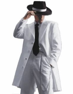Mens Pimp Suit -Gangster Suit - Mobster Suit - Mafia Suit For Mens Long Tuxedo Zoot Suit In White