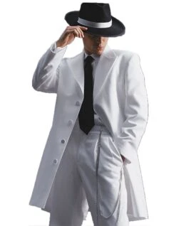 Gangster Suit - Mobster Suit - Mafia Suit For Mens Long Tuxedo StripedZoot Suit In White