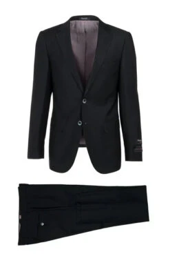 Porto Black, Slim Fit, Pure Wool Suit By Tiglio Luxe TIG1001