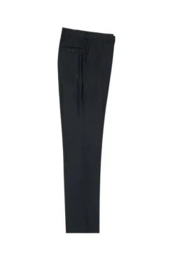 Black Flat Front Slim Fit Wool Dress Pant 2564 By Tiglio Luxe TIG1001