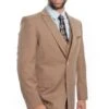 Tan Italian Wool Windowpane Vested2 ButtonSuit